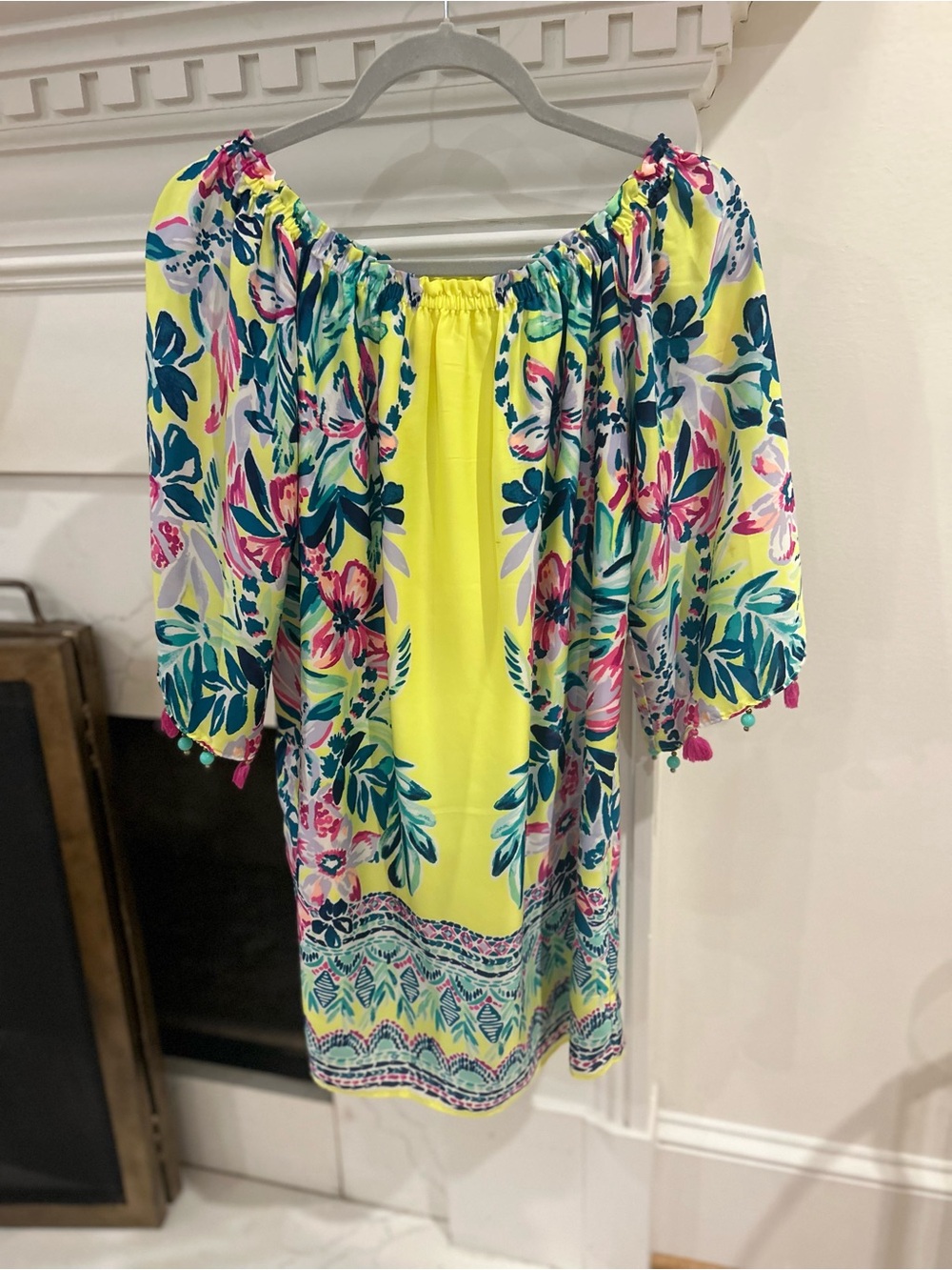 Lilly Pulitzer Payge Off-The-Shoulder Dress Neon Yellow